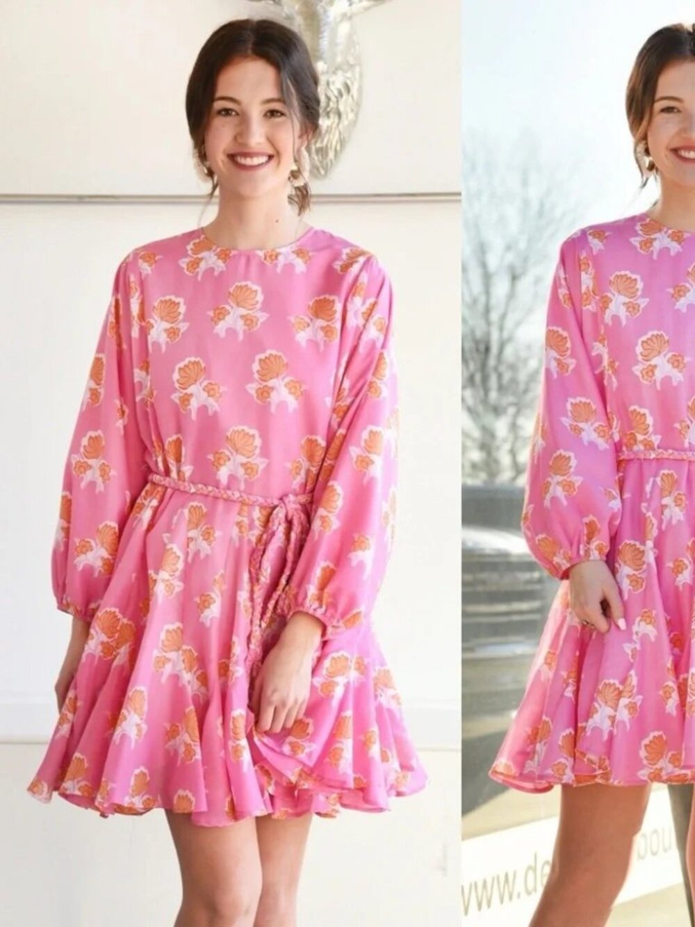 J. Marie Poppy Floral Dress NWOT Size Large - Stunning with Detail Tie Rope Belt